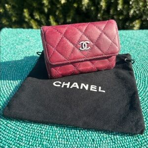 Chanel serial#21258544 Pink Quilted small Wallet&dust bag-used-in good condition